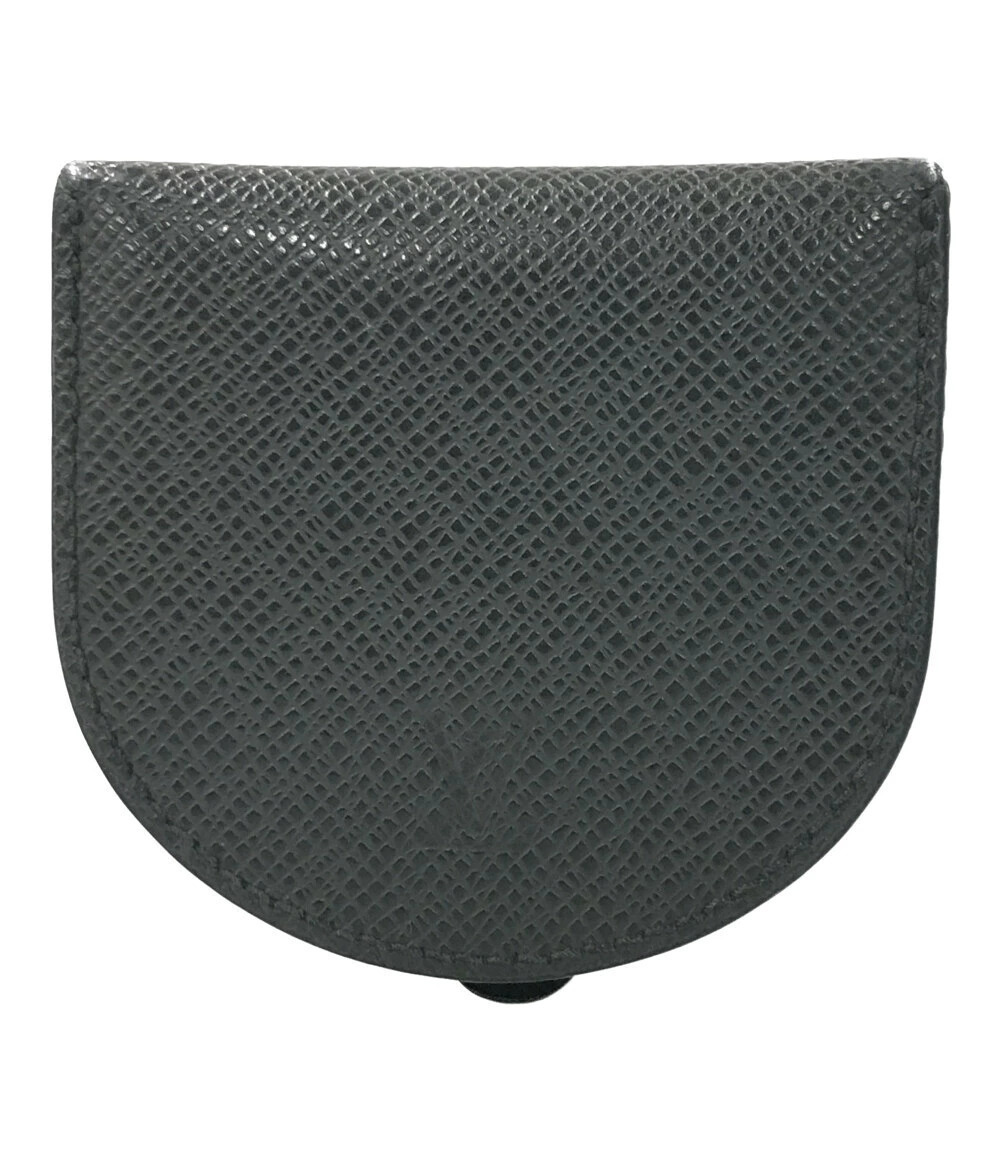 Louis Vuitton Coin Wallet Porte Monnaie Cuvette Taiga Leather Black Gray